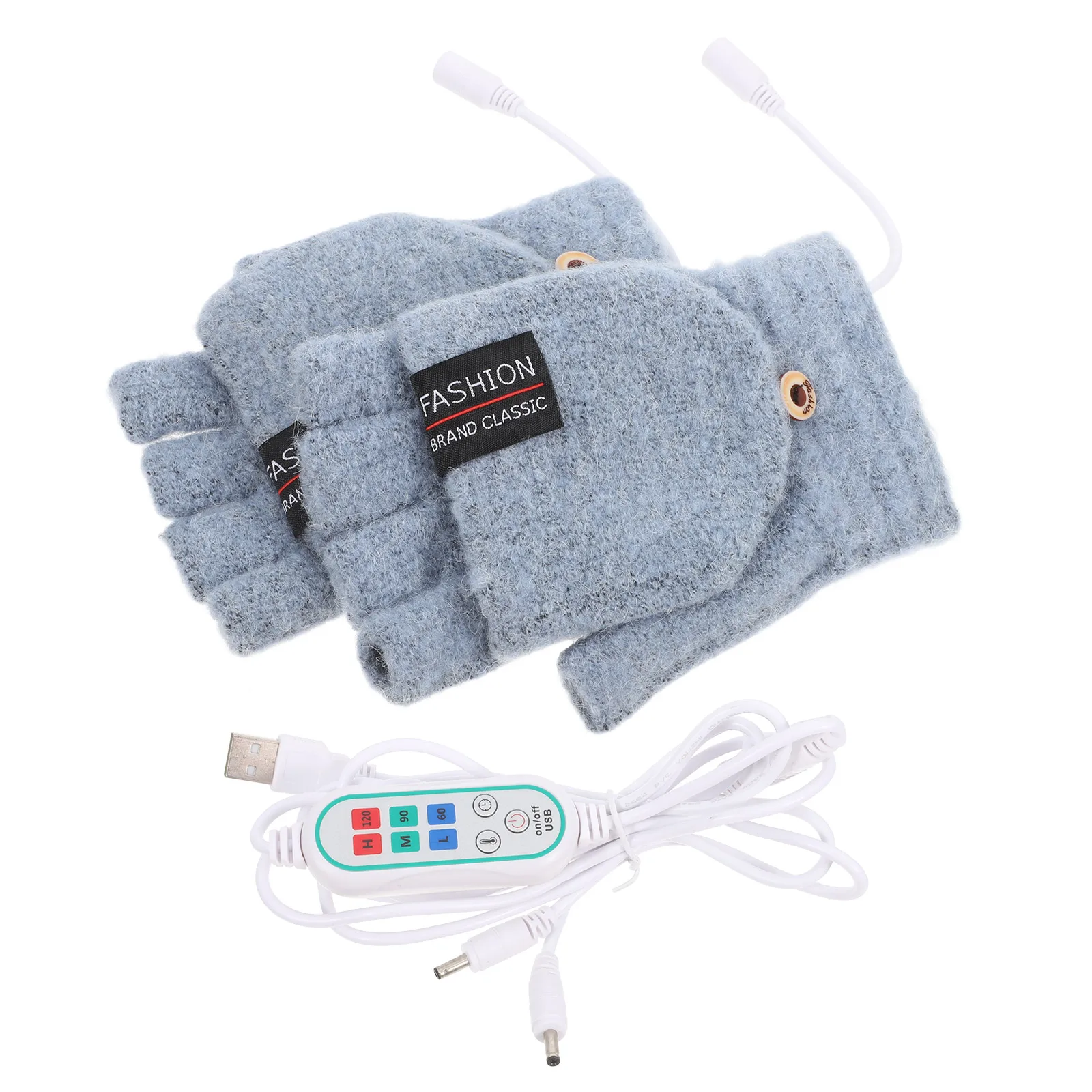 

Heated Gloves Winter Mittens Thermal Knitting USB Rechargeable Electric Warm Fingerless Full Half Men Women Camping Hiking