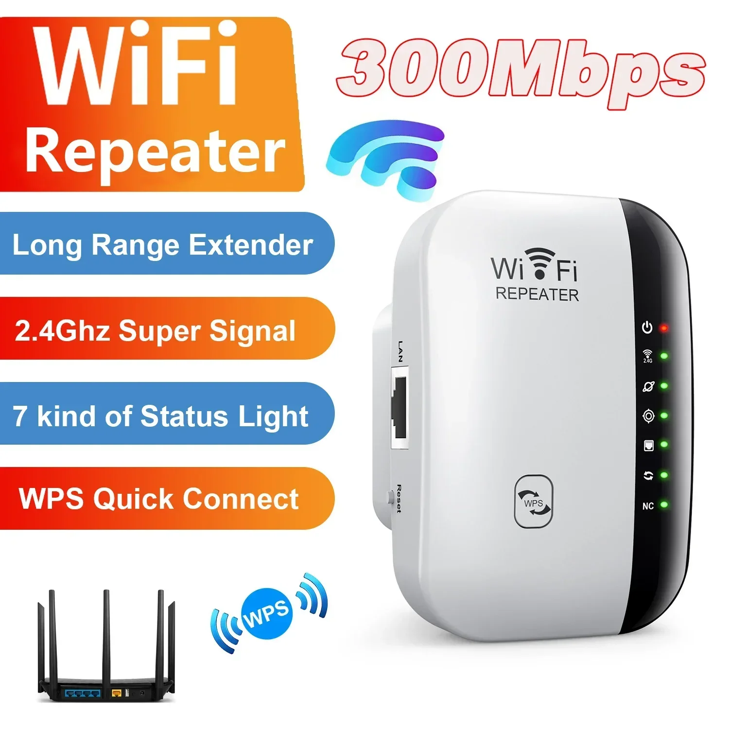 300Mbps WIFI Repeater Remote Wi-Fi Amplifier 802.11N WiFi Signal Booster Network Amplifier For Home/Office Wireless Repeater