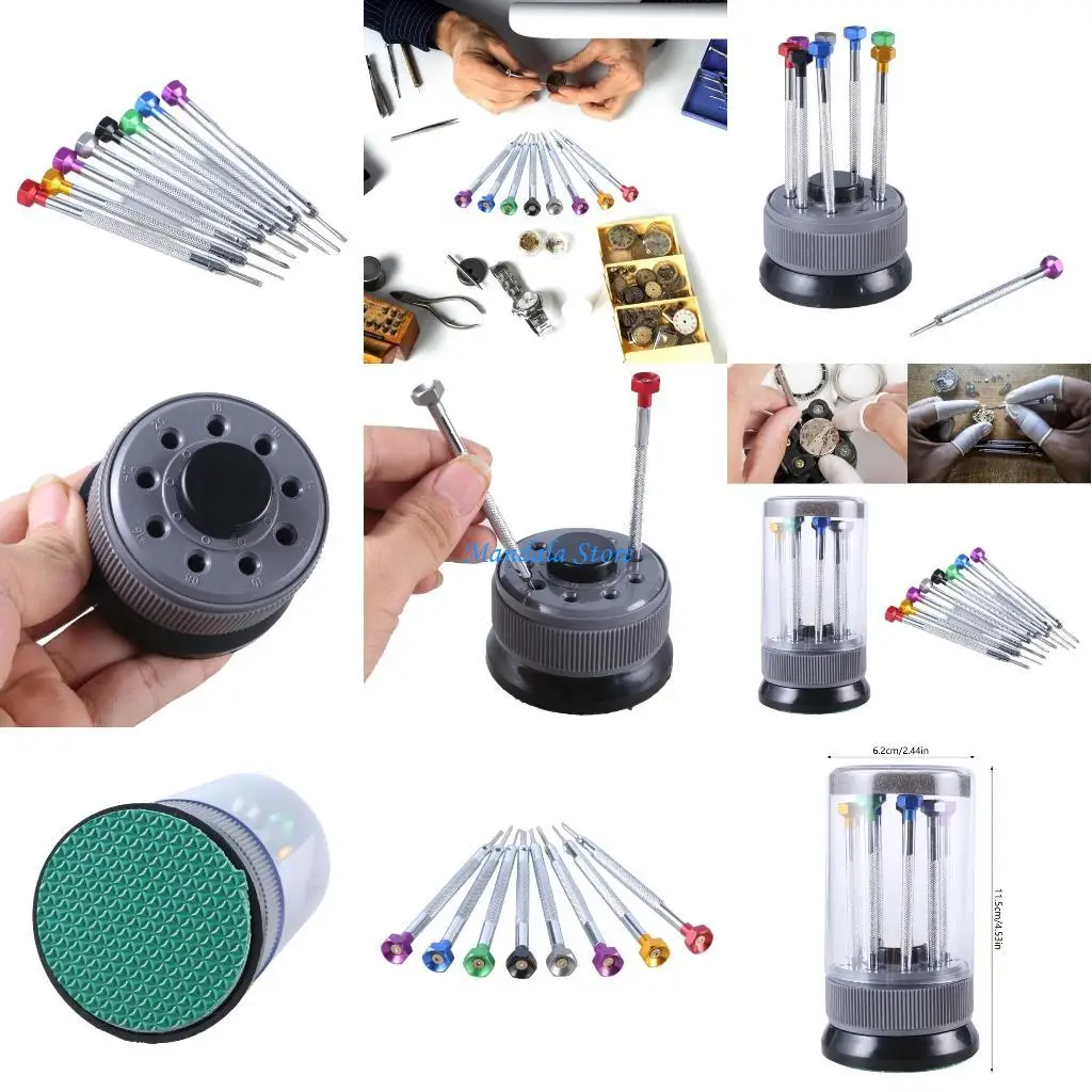 

U2JC Professional 9Piece Screwdriver Set Easy Grip Rotating Base for Phone Glasses