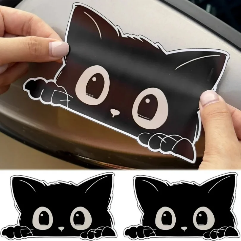 Car Sticker Accessories Poor Cat Is Stealing with Big Eyes Watch Vinyl Car Styling Cover Waterproof PVC Decalswholesale
