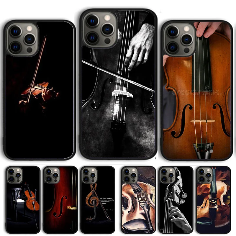 Wooden Violins Bow Music Phone Case Cover For iPhone 15 16 14 13 12 Pro Max mini 11 Pro Max XS X XR Plus Coque Shell