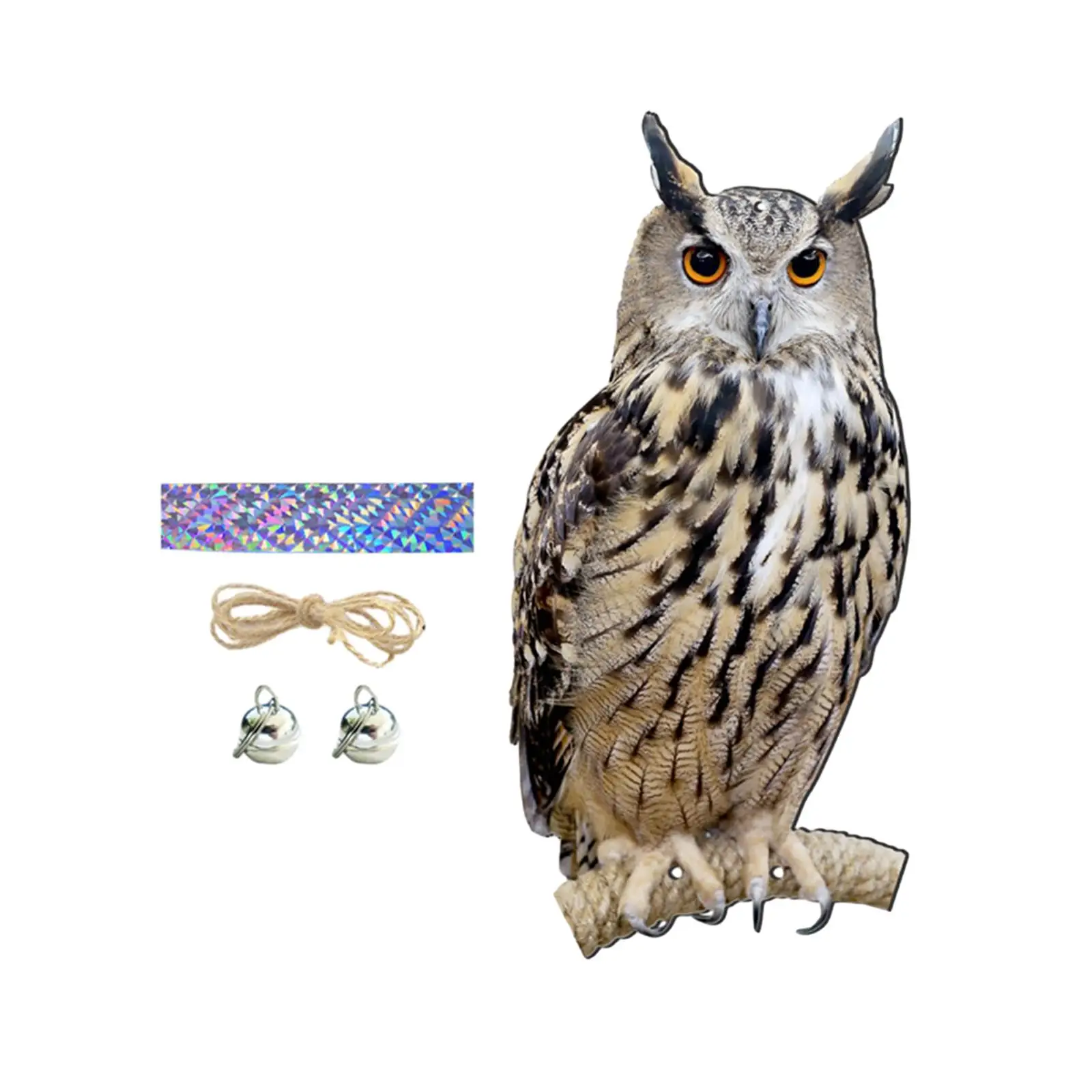 Realistic Fake Owl Figurine Bird Scarer Outdoor Decoy Sculpture for Farm Pond Shop Balcony