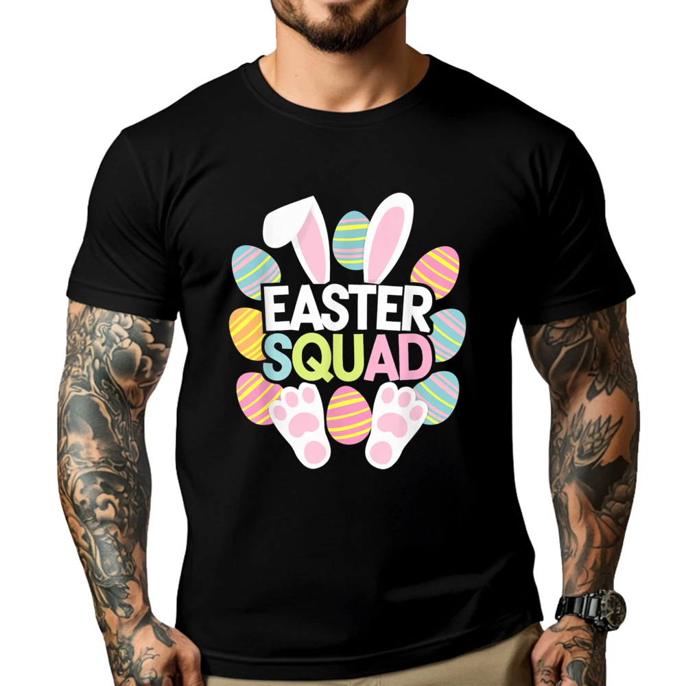 

Easter Squad Family Matching Easter Day Bunny Egg Hunt Group Graphic T Shirts 100% Cotton Female Short Sleeve T-Shirt Men Street