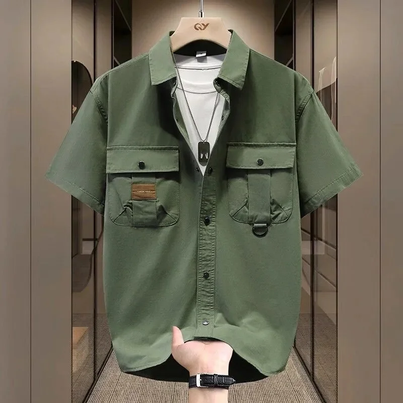 

Новая модная женская рубашка с коротким рукавом для весны и лета, тонкая, повседневная, свободного кроя, на одной пуговице, универсальная и красивая.