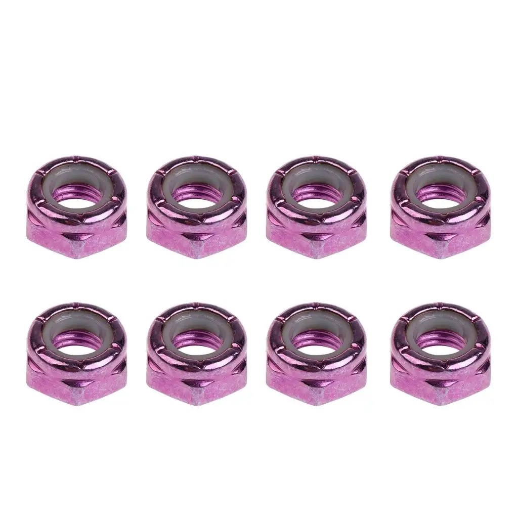 8pcs Pack Carbon Steel Longboard Truck Axle Screw Nuts Skateboard Hardware