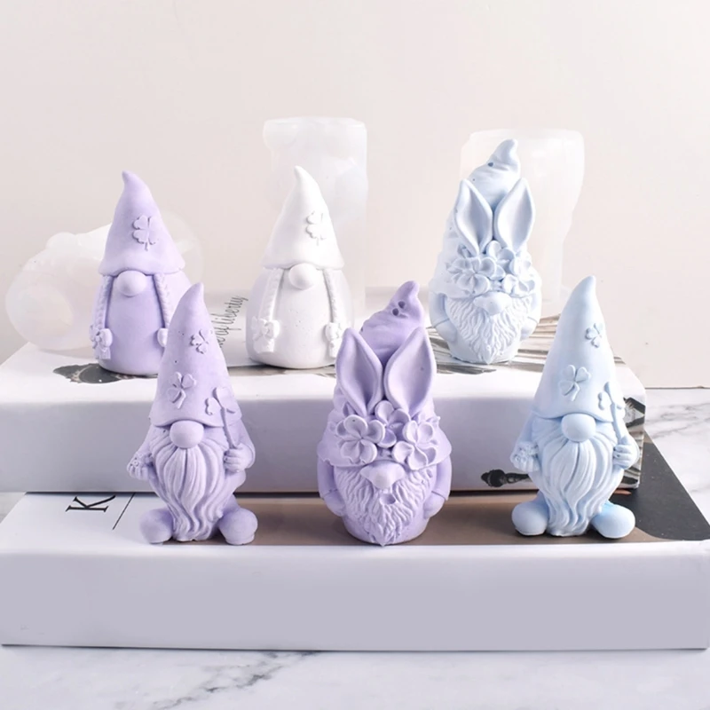 DIY Christmas Gnome Candle Crystal Epoxy Resin Mold Dwarf Chocolate Soap Plaster Ornaments Home Decoration Silicone Mould