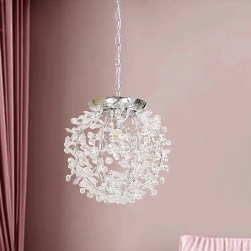 

GHJUYIOL Flower Ball Crystal Pendant Romantic European French Modern Creative Ceiling Light Living Room Entrance Bedroom Bedligh