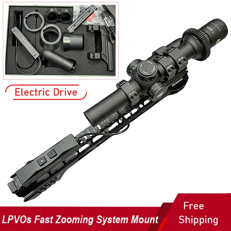 Tactical LPVOs Fast Zooming System Electric Drive Magnifitcation Adjusting Hunting Riflescope Switch Scope Mount 30mm Tube