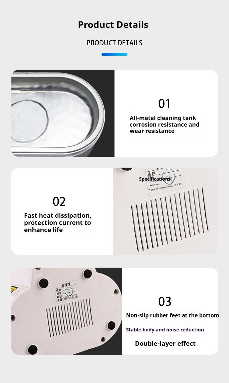 

30/50W Ultrasonic Cleaner Sonicator Bath 40Khz Degas For Watches Contact Lens Glasses Denture Teeth Electric Makeup Razor