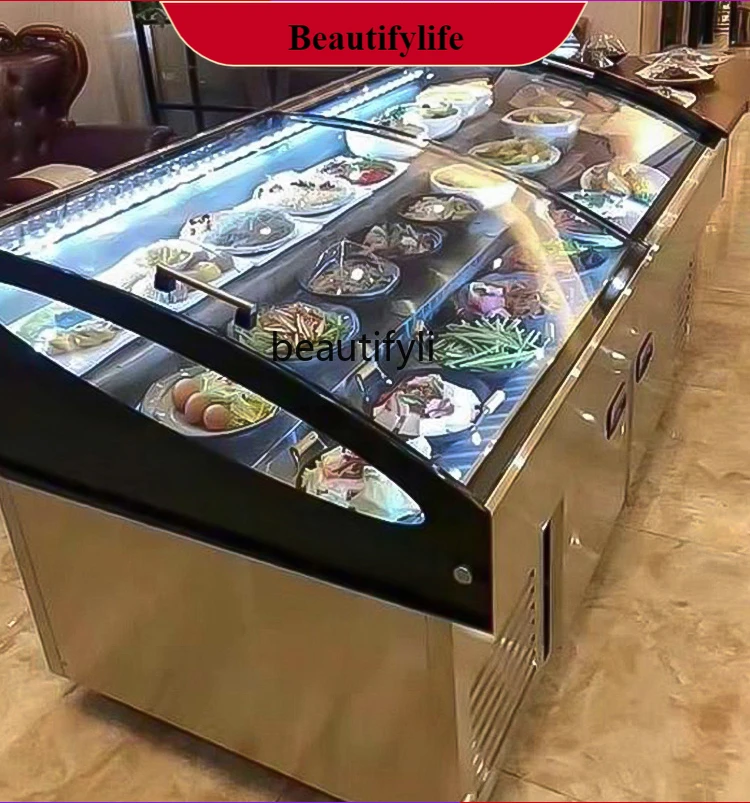 

E132 Трехъядерный ледяной столик, витрина, заказ, ресторан, барбекю, коммерческая фруктовая рыбалка, охлаждаемый ящик для хранения свежих продуктов