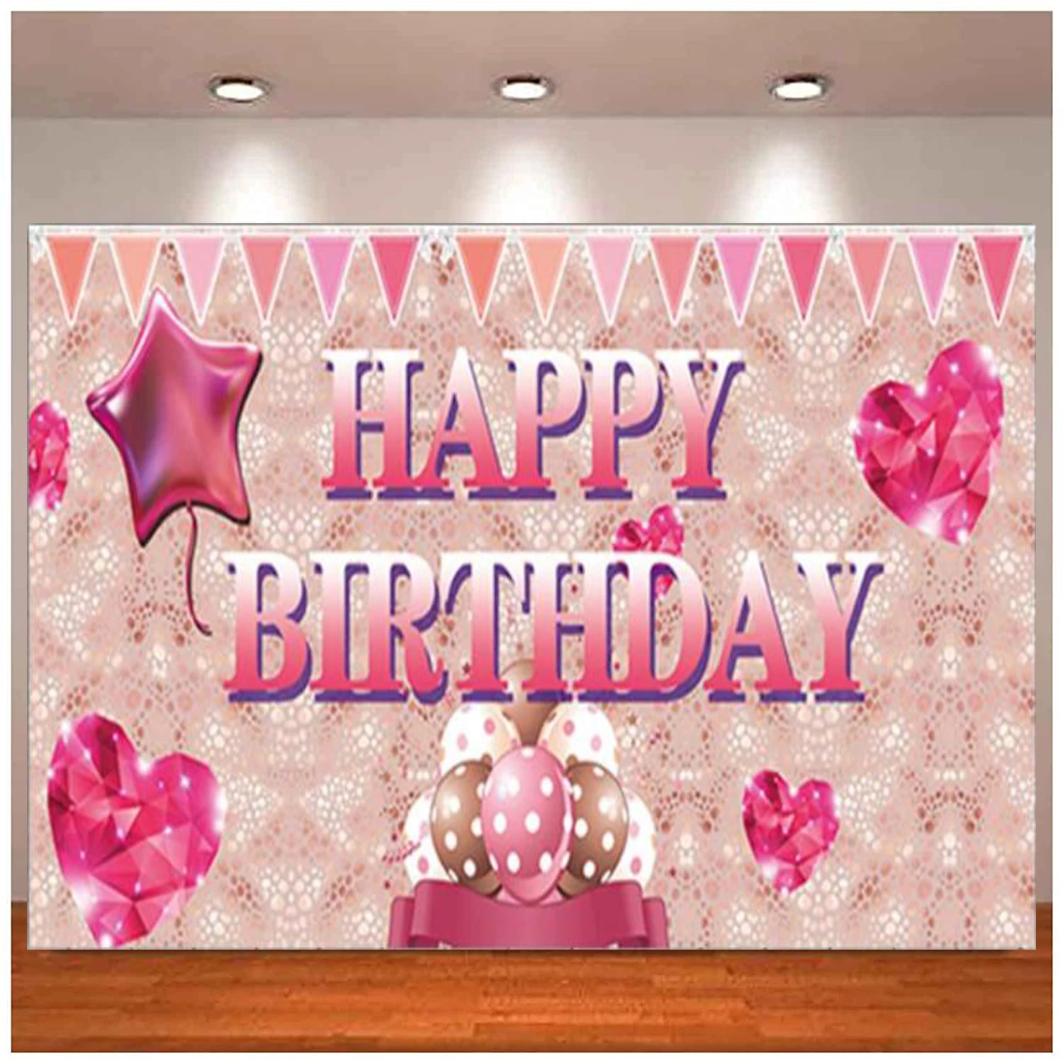 Photography Backdrop Pink Birthday Party Supplies Decoration Sign For Kids Girls Women For Yard Outdoor Indoor Background Banner