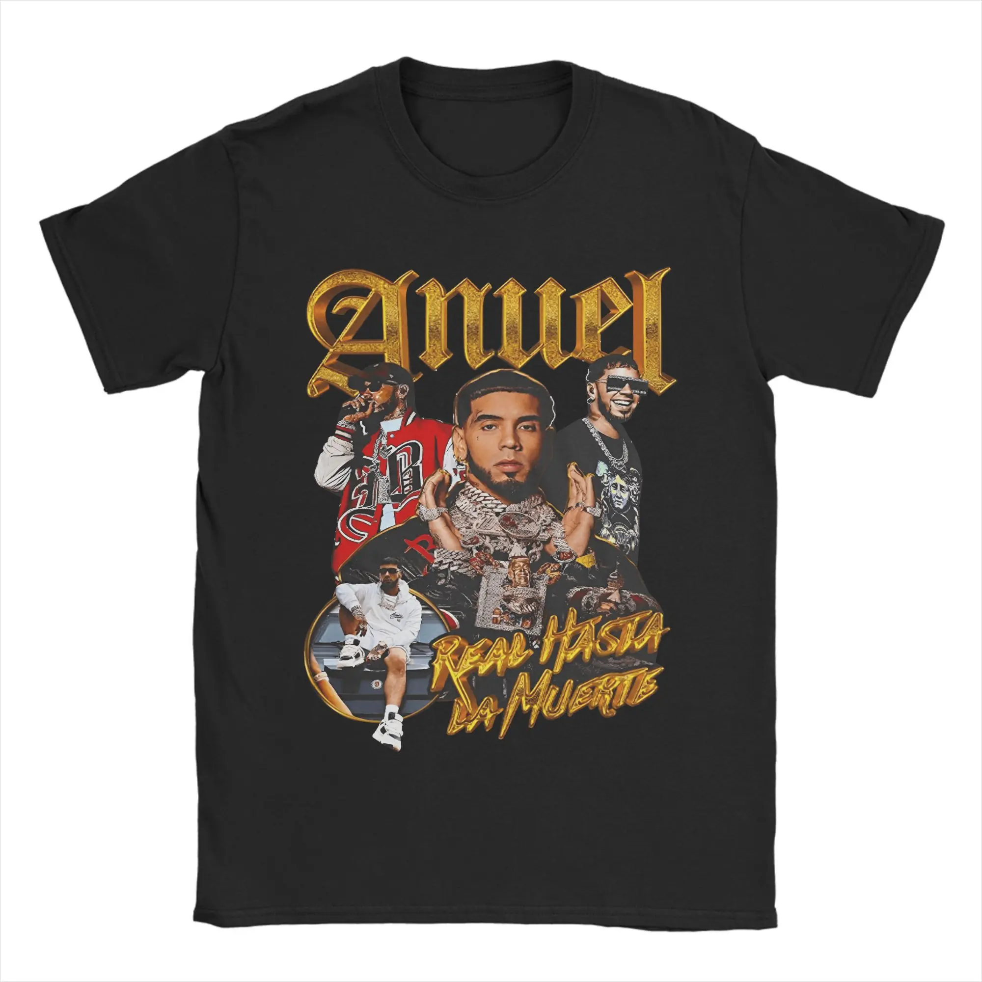 

Повседневная футболка Anuel AA Band Real Music, мужская футболка с круглым вырезом из чистого хлопка, футболка с короткими рукавами 4XL 5XL 6XL Топы