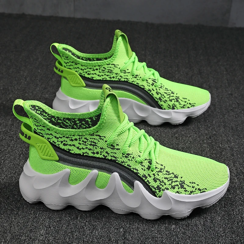 

Fashion Knit Men Green Sneakers Plus Size 40-48 Breathable Non-Slip Men's Socks Shoes Platform Casual Sneakers Man Running Shoes