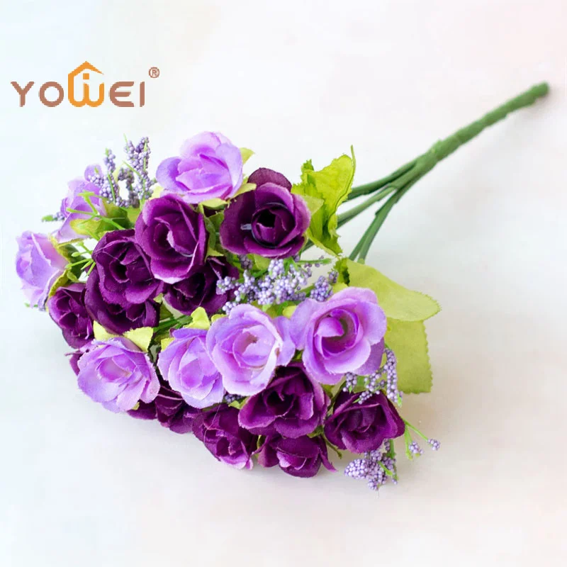 Latest 21 Head Roses 7 Fork Spring Roses Small Wedding Decor Buds Artificial Flowers Artificial Plastic Flowers