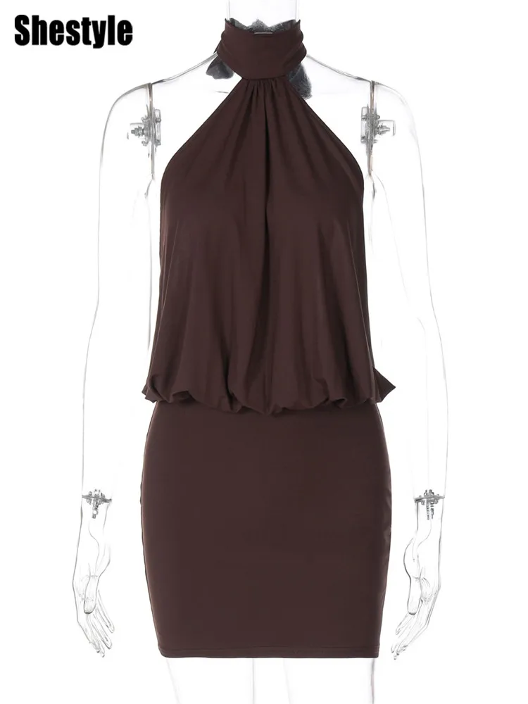 Shestyle عارية الذراعين الرسن غمد المرأة فستان قصير الصلبة ضمادة الصلبة مثير كلوبوير أنيقة رشيقة ملابس الحفلات أبلى الإناث #5