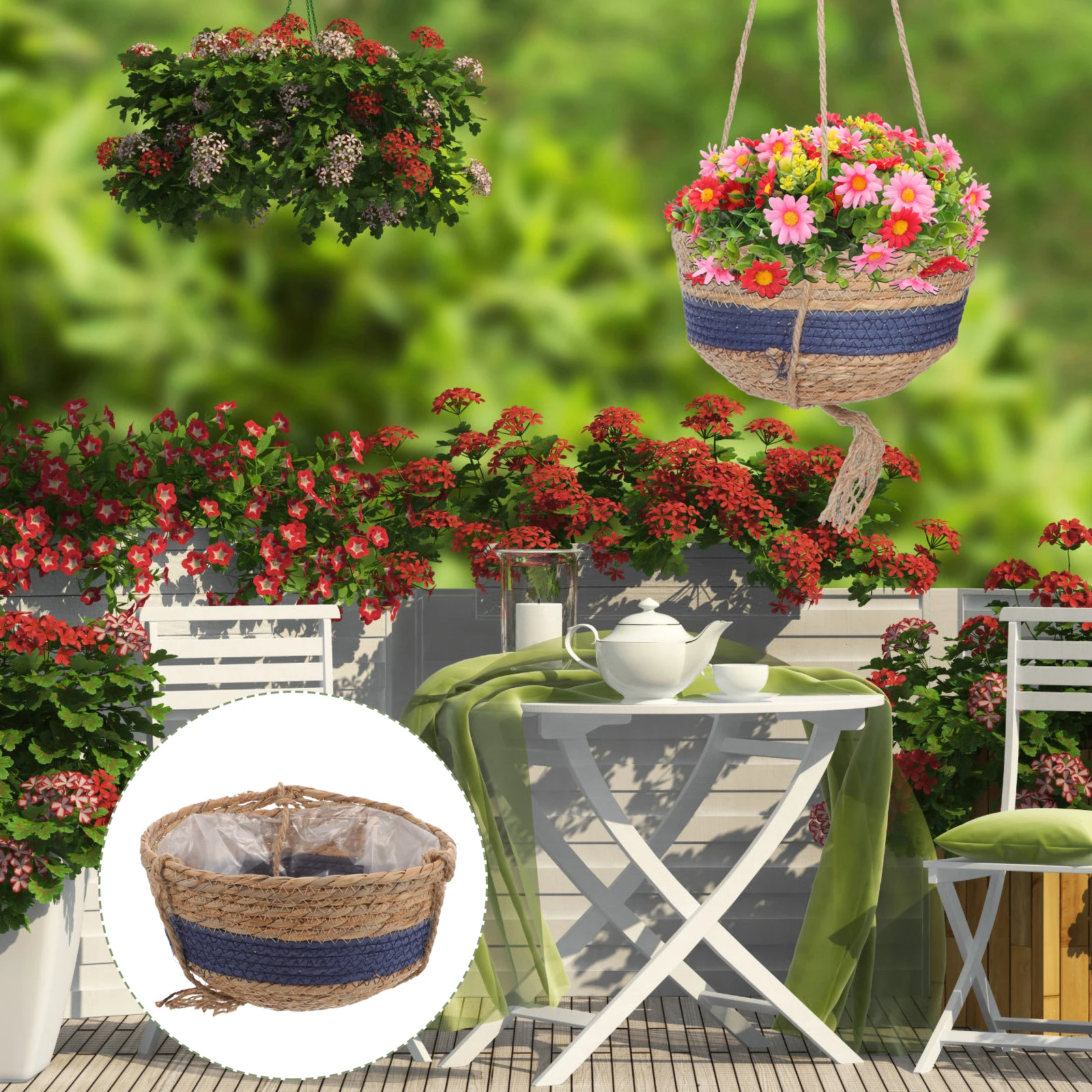 

Sturdy Hanging Flower Baskets Balcony Planters Outdoor Indoor Gardening Pots Large Hanging Planter Decorative Flower Pot Wall