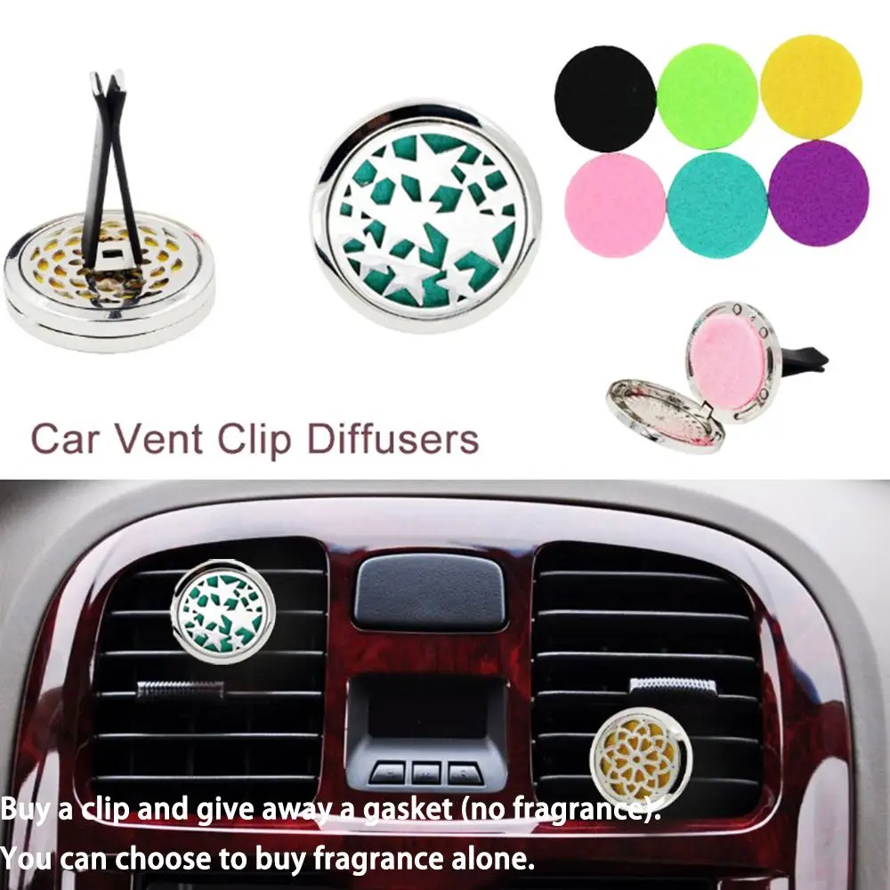 New Essential Oil DIY Colors Pads Stainless Steel Locket Diffuser Aromatherapy Air Vent Freshener Car Perfume Clip