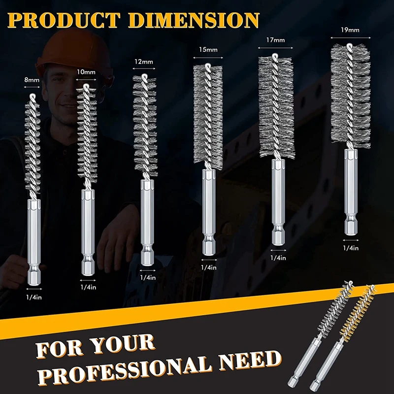 Hole Brush Bronze Set Steel Wire Hole Brush Set Stainless Steel Cleaning Brush, Suitable For Electric Drill Impact Drill