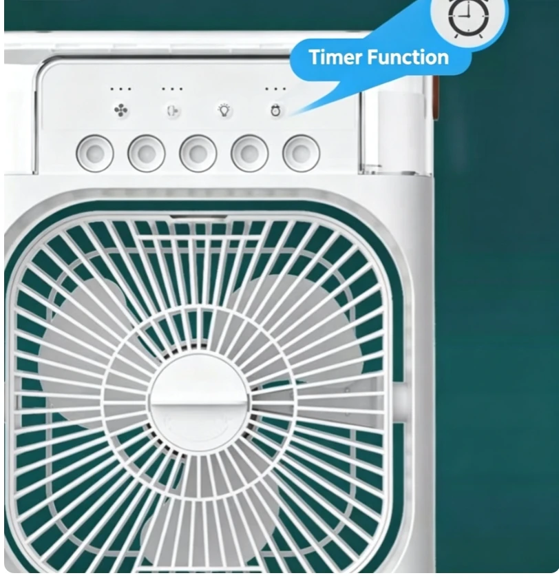 3 In 1 Portable Mini Air Cooler, Desktop Cooling Fan Air Conditioner Humidifier with LED Night Light & Adjustable Wind Speed