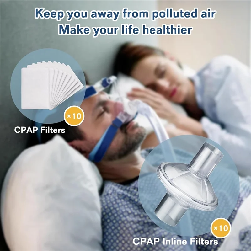 AT19-20PCS CPAP Filters Kit, Universal CPAP Inline Filter And Disposable Replacement Filters For Aircurve 10, S9 Series