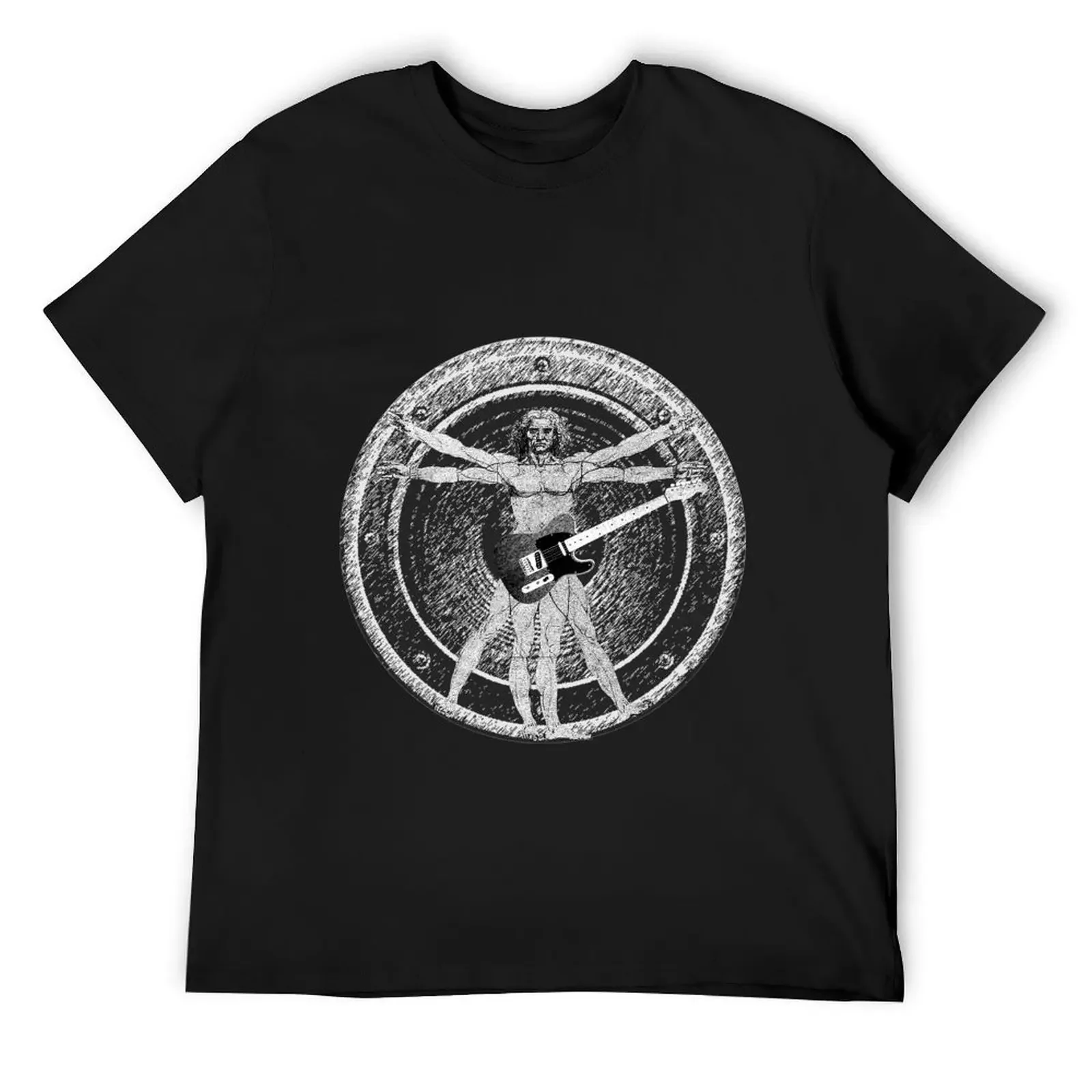 

Da Vinci Vitruvian Man with Guitar T-Shirt sports fans graphics clothes for men