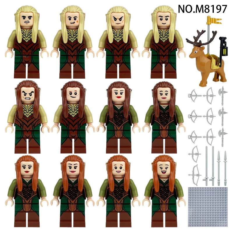 8197 Figurine del Regno degli Elfi, Gioco di Costruzioni per Bambini, Piccole Particelle, Accessorio Animale Cervo Sika, Set da Costruzione per Bambini