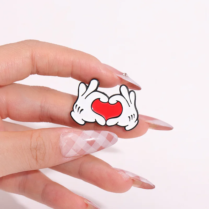 Creative Love Gesture Enamel Pins cartoon pattern Brooch Backpack Lapel Badge Jewelry Gift for Friends image 2