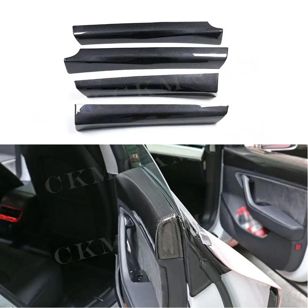 Dry Carbon Fiber Dashboard Door Trim for Tesla Model Y & Model 3 Real Carbon Fiber Interior Dash Decor Panel Sticker