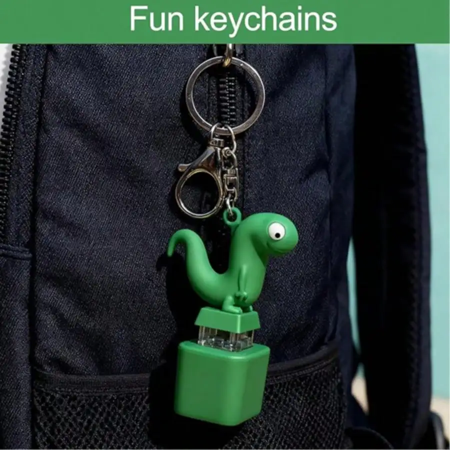 Rechargeable Lizard Sound Button Keychain Fidget Toy, Portable Click Stress Reliever For Travel Essential Car Accessories Summer image 5