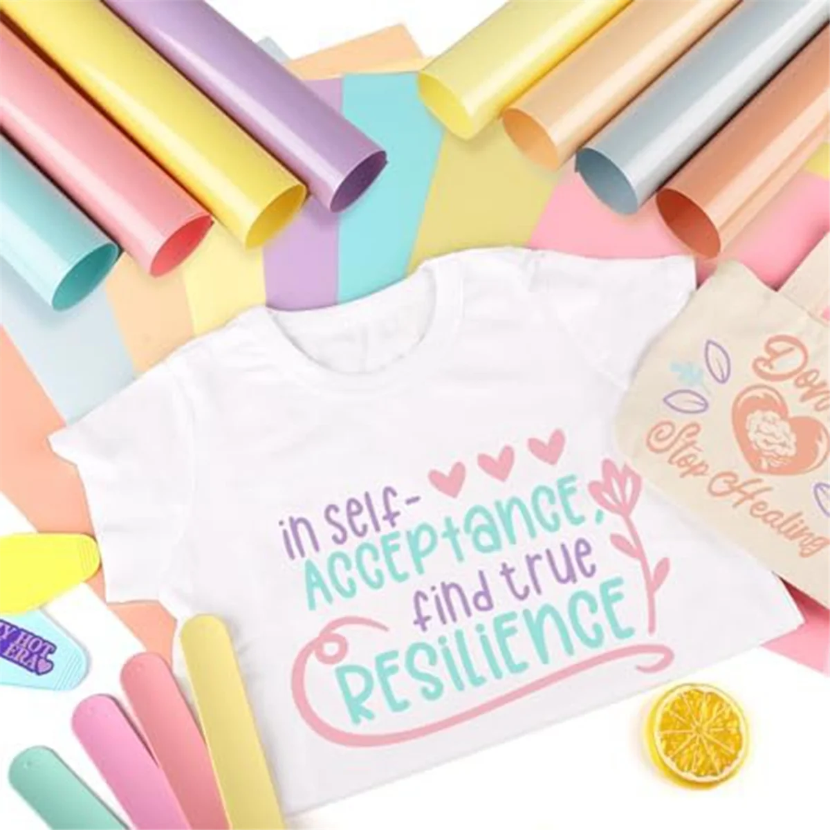 

Durable Pastel Iron-On Vinyl Bohemian Heat Transfer Vinyl Set, 8 Pastel HTVs for T-Shirts, Apparel, Easy to Cut & Weed