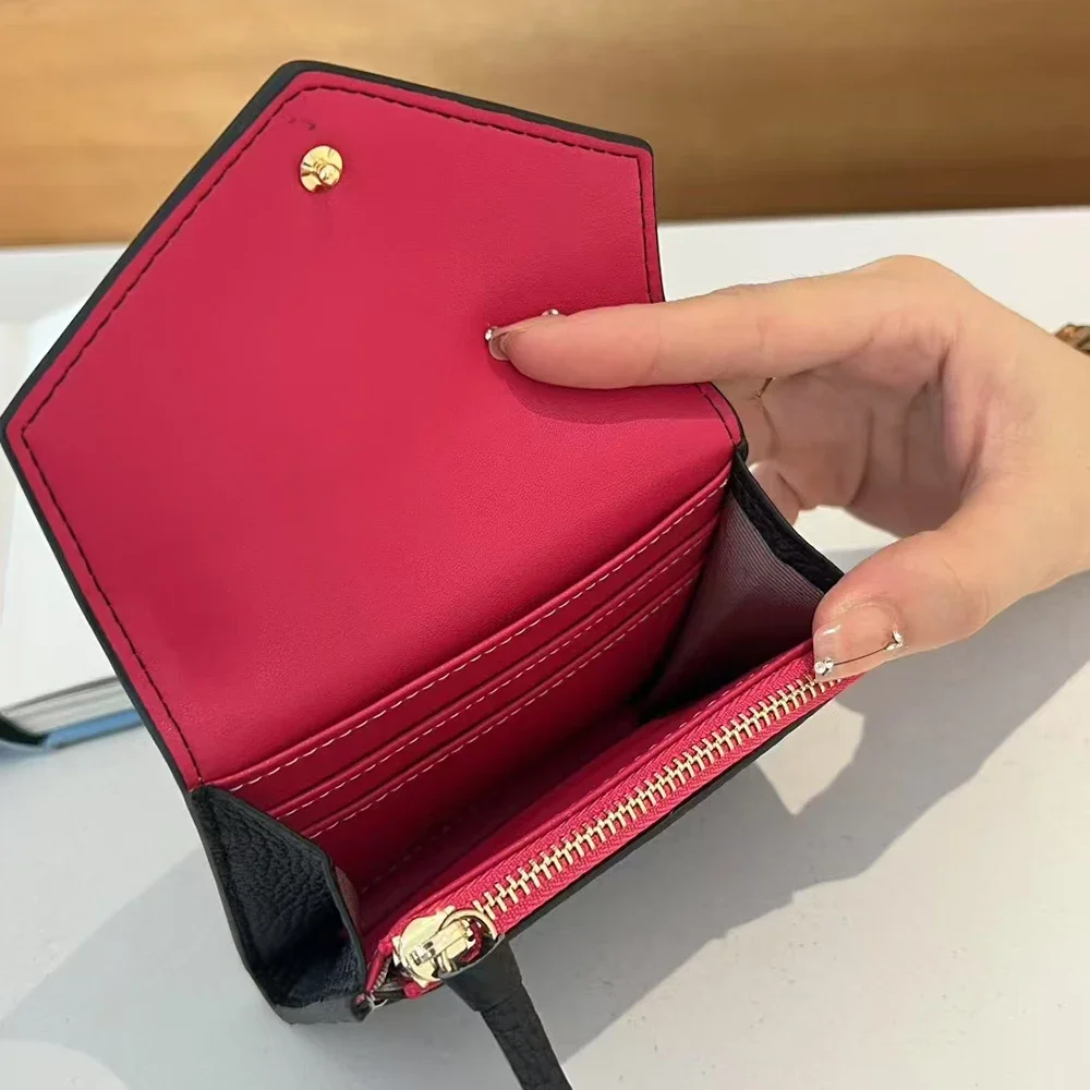 Luxury Genuine Leather Woman's Short  Wallets Custom Name Portable Envelope Credit Card Holder Personalize Letters Small Purse