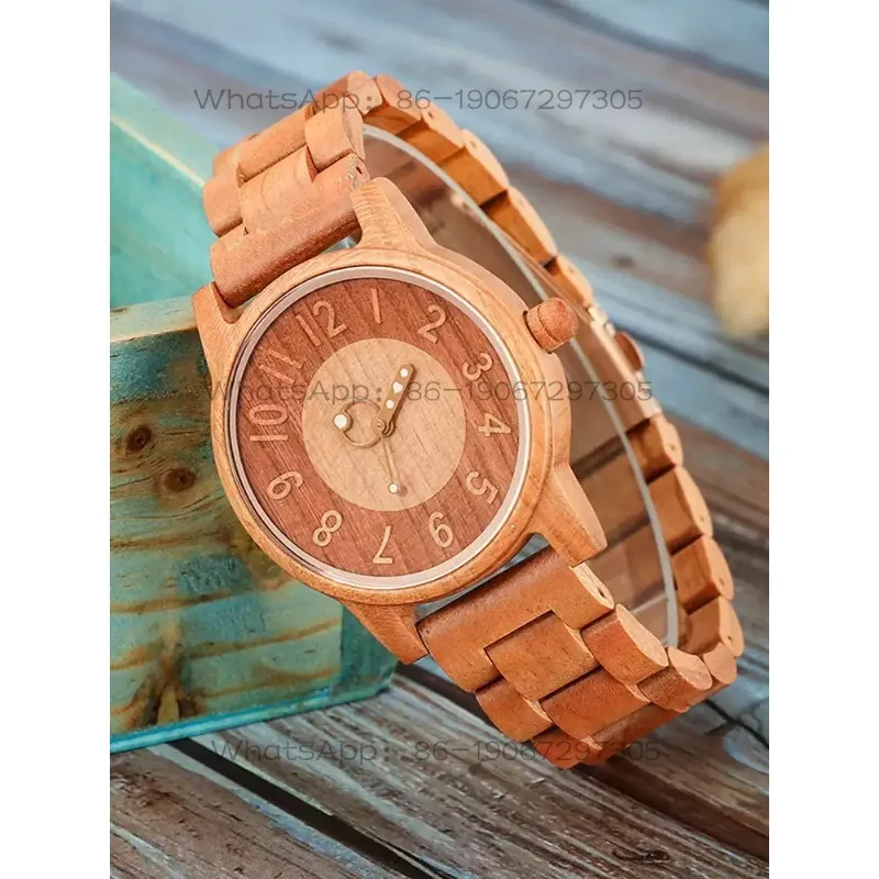 Wooden couple watch male and female students simple retro literary niche design quartz watch birthday gift