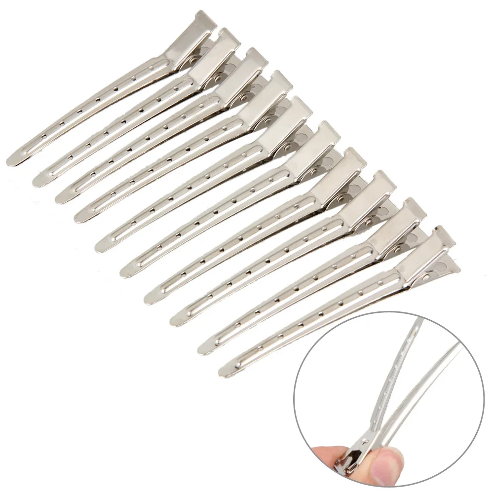 10pcs Hairdressing Sectioning Clips Stainless Steel Bundle Hairpins Professional Long Mouth Clip DIY Headwear Hair Accessories