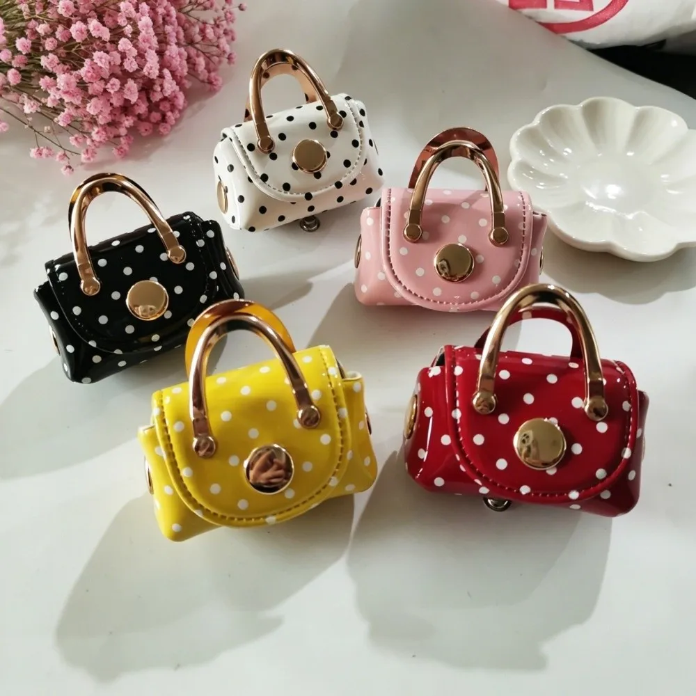 Fashionable Vintage Style Polka Dot Coin Purse Portable Lightweigh Mini Wallet Versatile Macaron Color Bag Pendant Charm Office