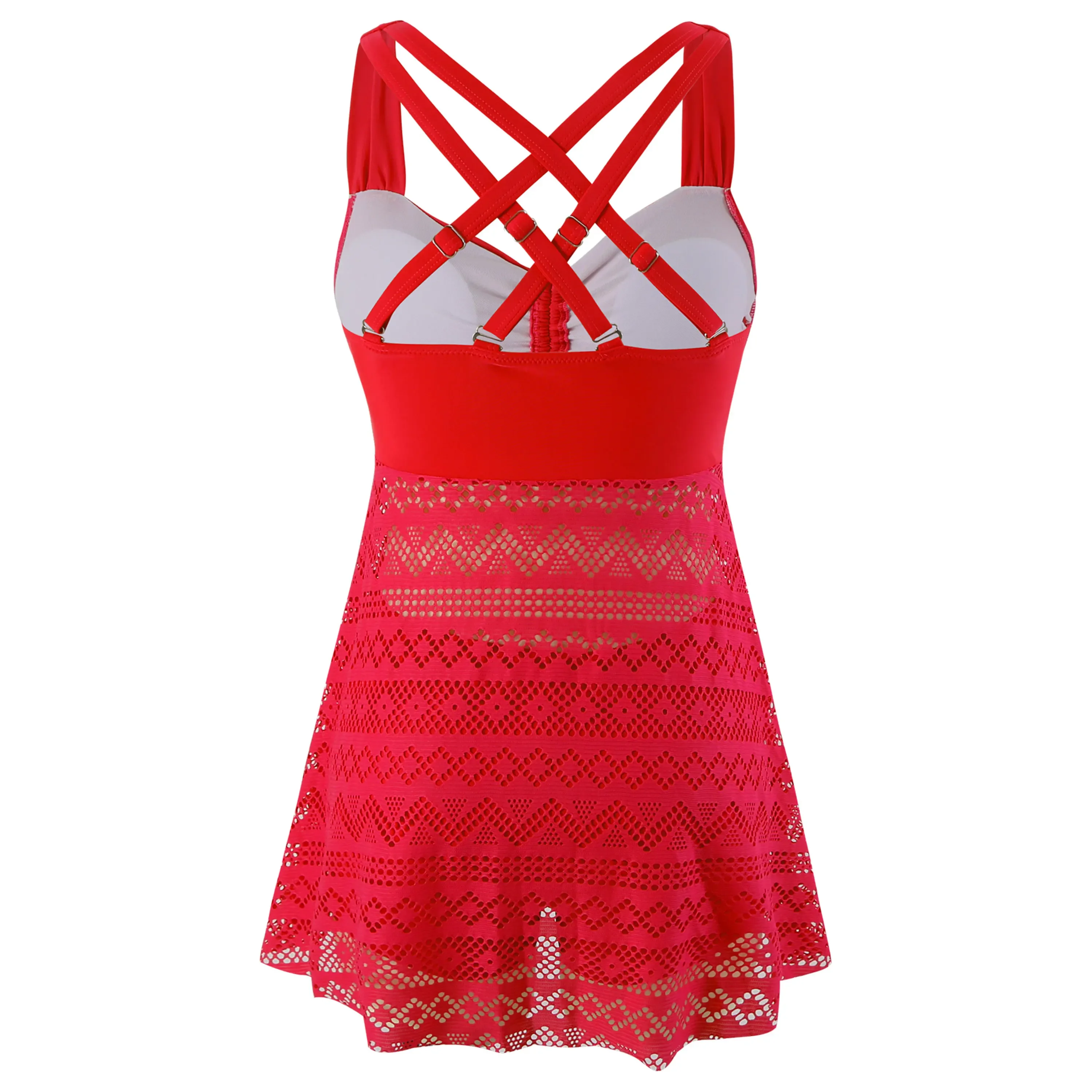 جديد تفريغ الدانتيل حجم كبير ملابس النساء ملابس السباحة الإناث عالية الخصر Tankini المايوه ثوب السباحة بحر 3XL