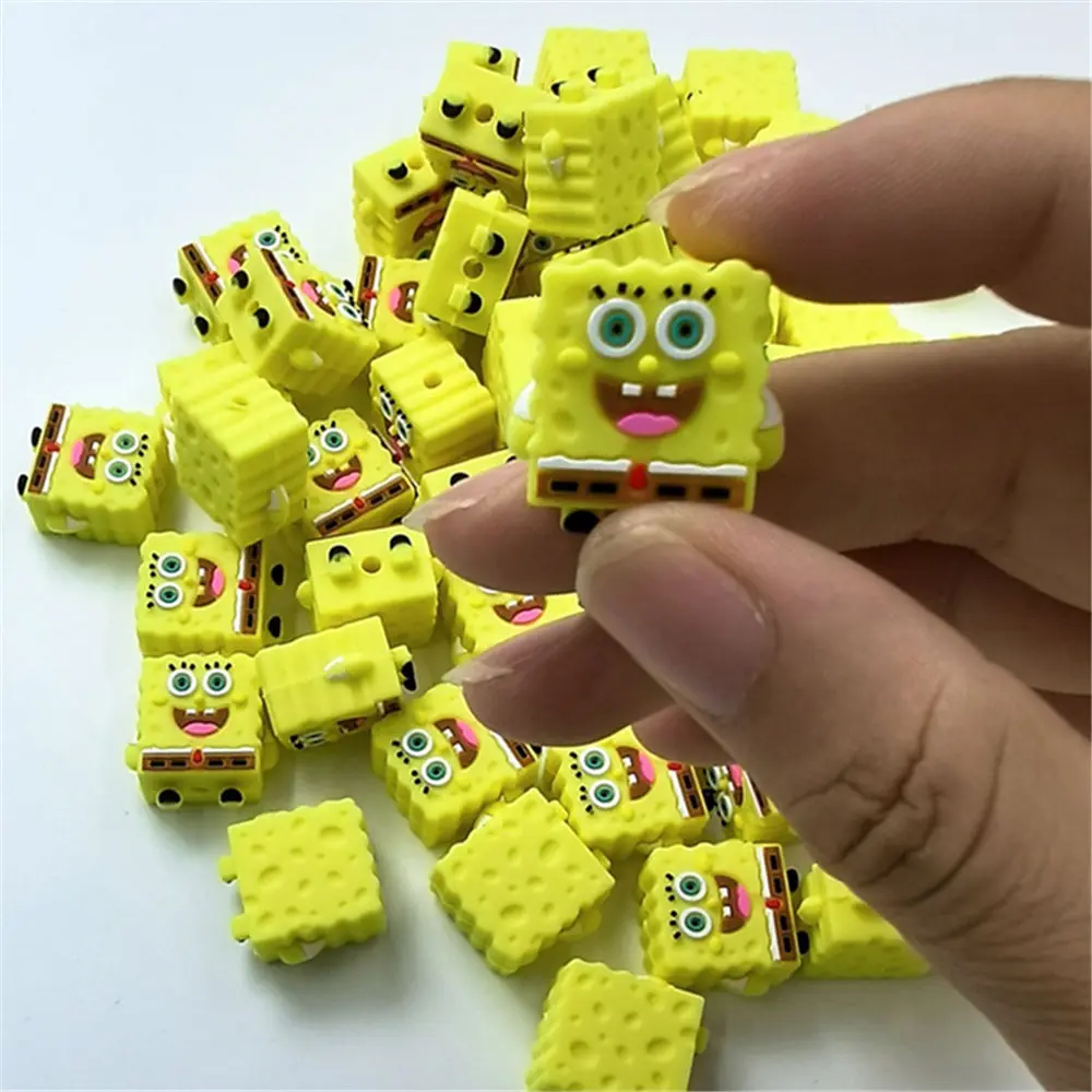 5pcs SpongeBob 3D focal Silicone beads Teether Jewelry Beads Food Grade For pen Pacifier Chain