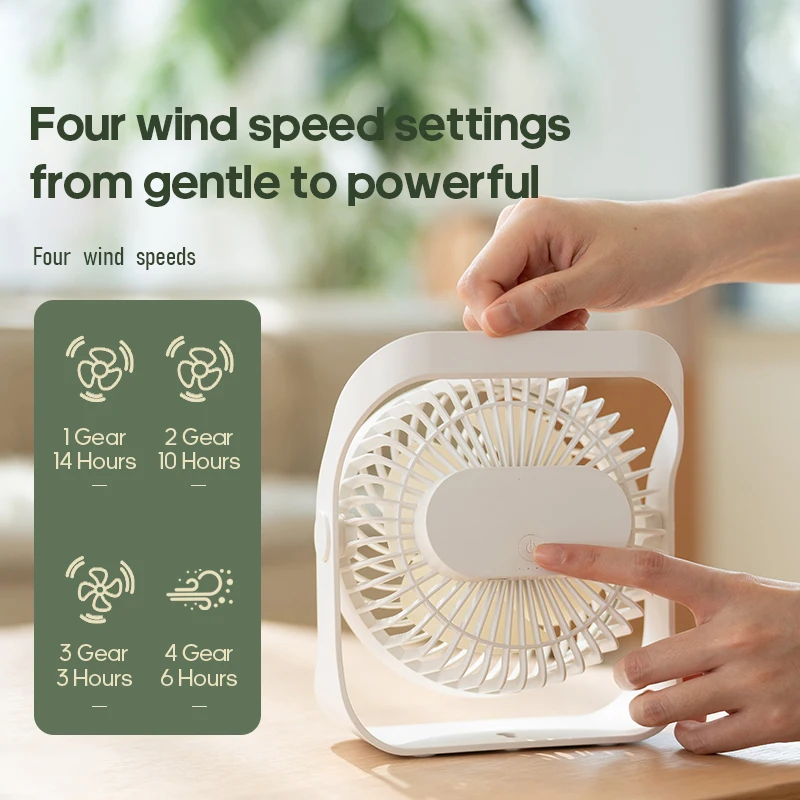 Portable Desktop Electric Fan 2000mAh USB Home Quiet Ventilator 5 Wind Speeds Desktop Wall Ceiling Fan with Hook for Home Office