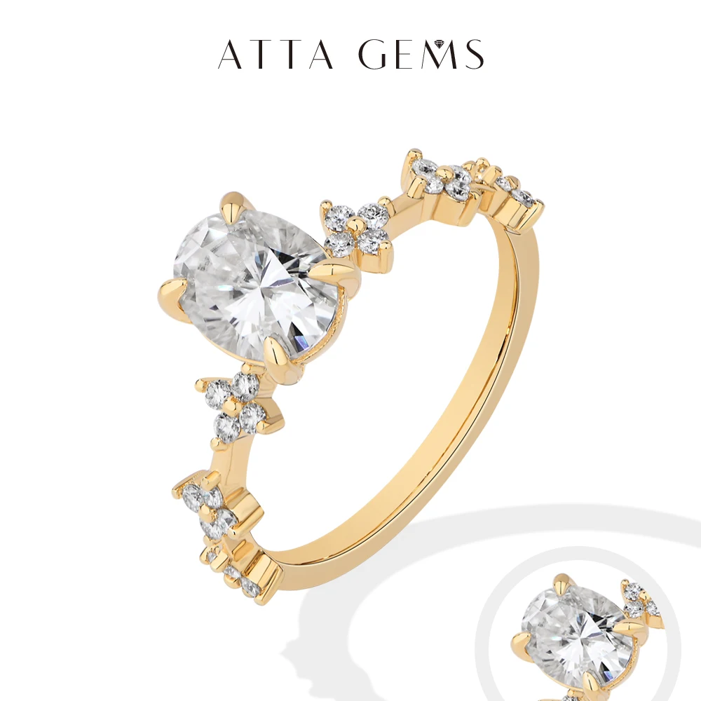 

ATTAGEMS овальная огранка 6*8 мм 1,5 карата D VVS1 кольцо с муассанитом из стерлингового серебра 925 пробы с позолотой для женщин обручальные свадебные роскошные ювелирные изделия