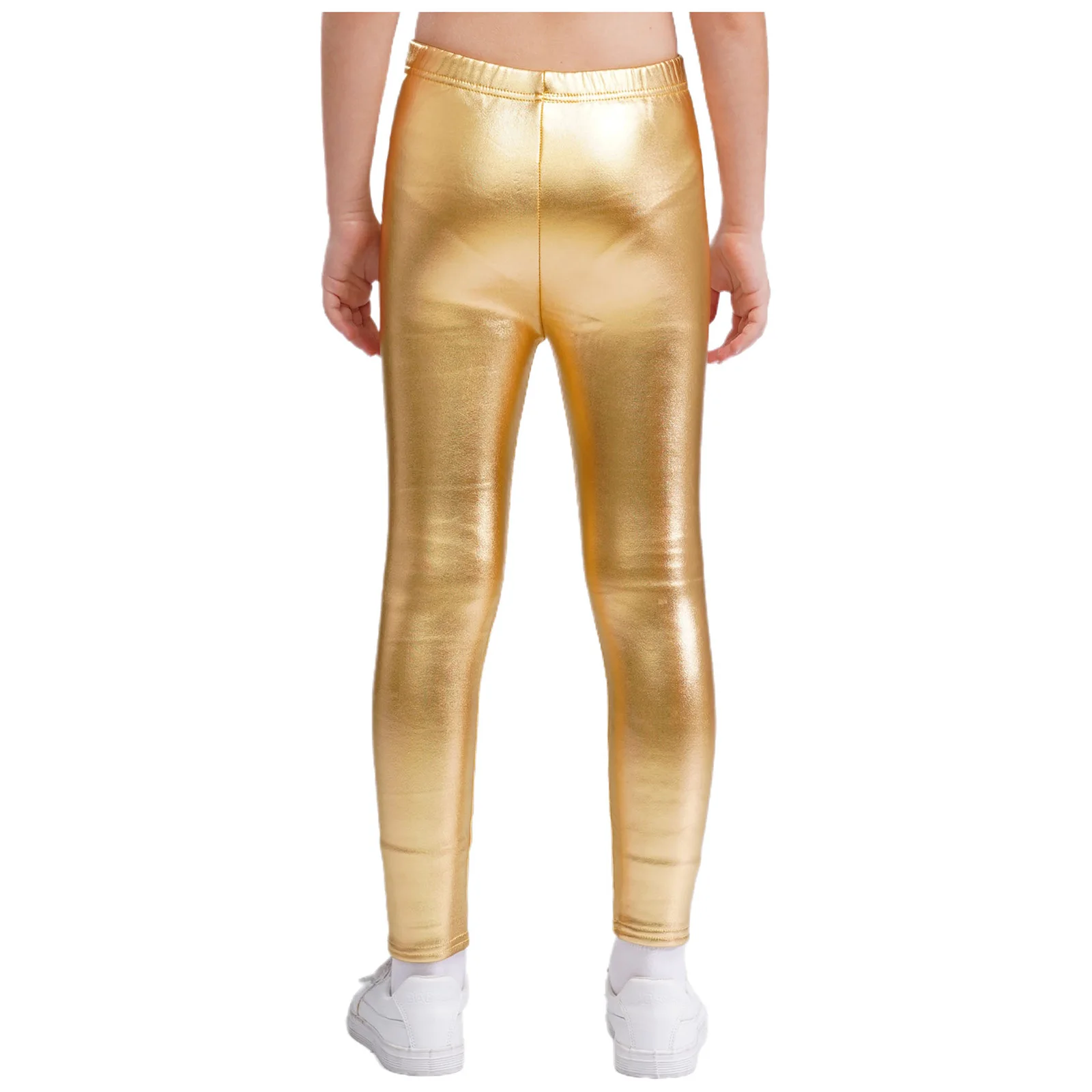 Kids Girls Shiny Metallic Fleece Legging Tights Yoga Pants Warm Ballet Dance Leggings Jazz Hip-hop Dance Pants