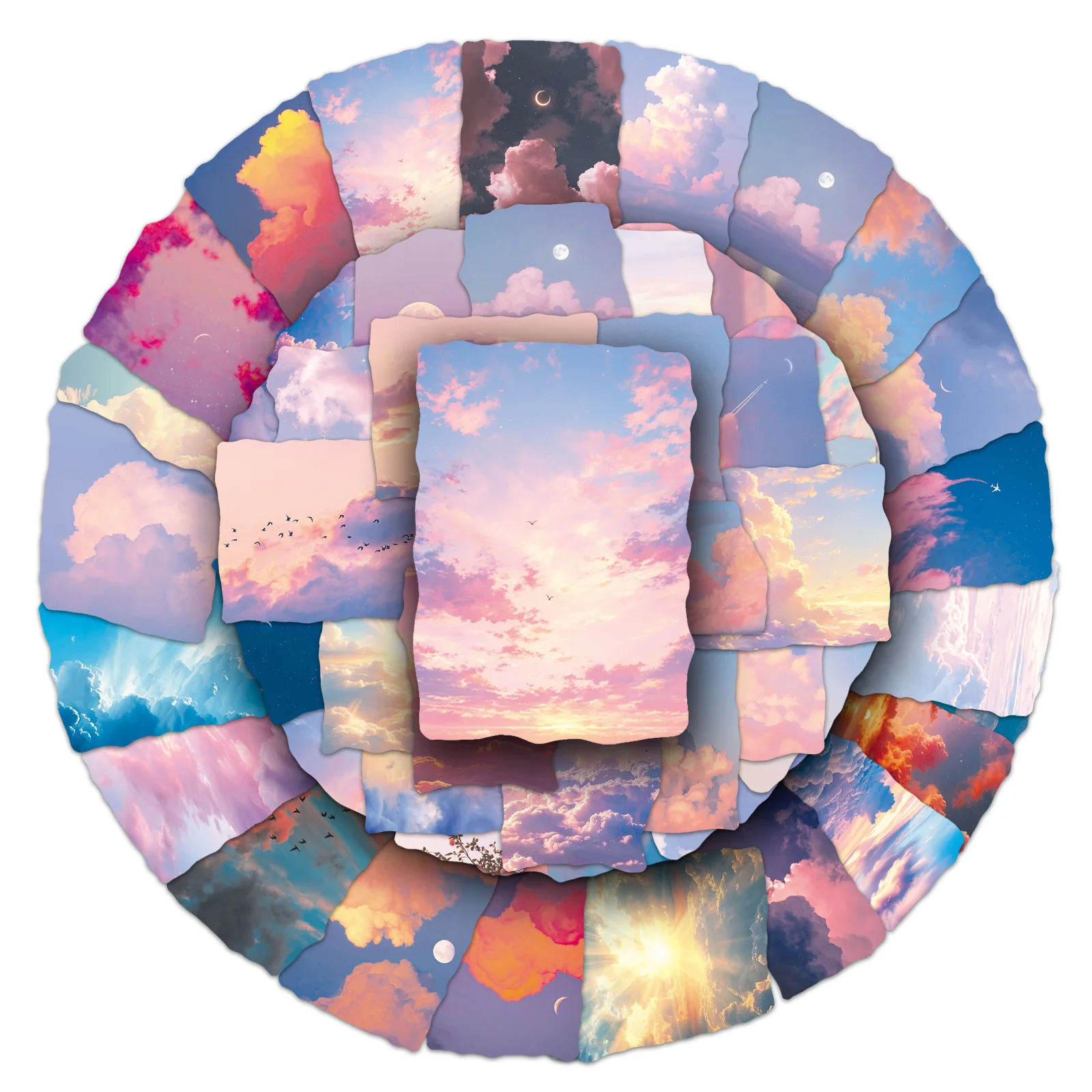 51개 만화 INS 스타일 풍경 구름 그래피티 스티커 방수 데칼 어린이 장난감 선물 문구 상자 스크랩북 다이어리 책상용