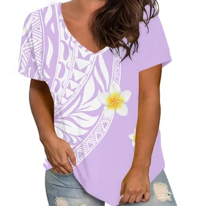 Женская футболка с коротким рукавом и V-образным вырезом