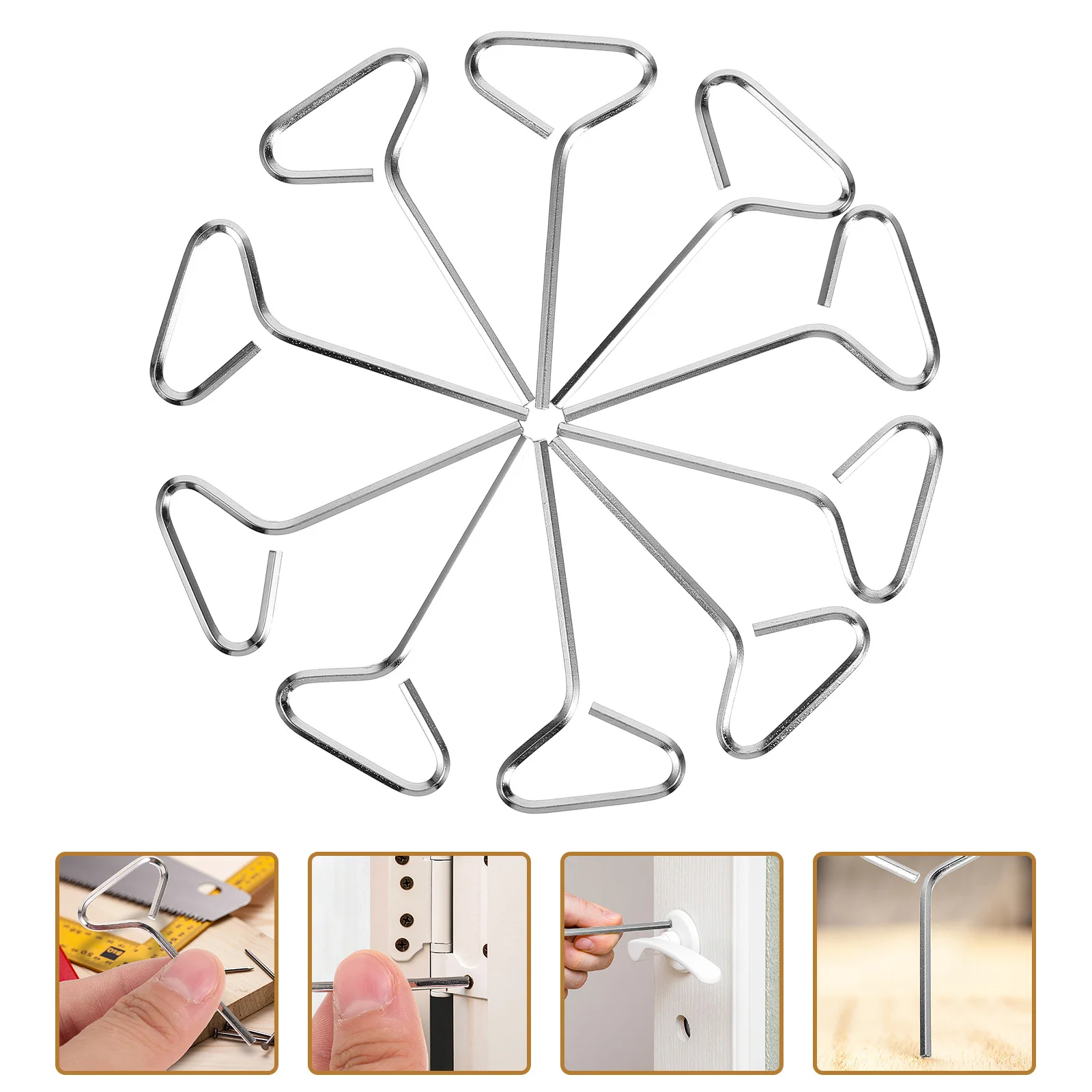

10pcs T Handle Set Hex Multi Size Solid Steel Library Wrench Exit Device Locking Tool Door Key For Push Bar Emergency Exit