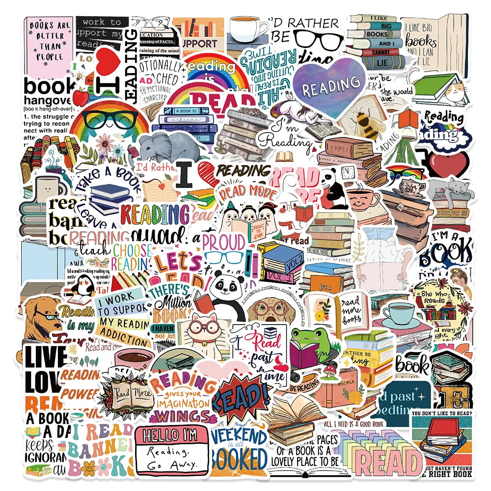 50/100pcs Bulk Book Stickers Inspirational Reading Stickers for Kids Teens Students Teachers Reading Lovers Book Accessories