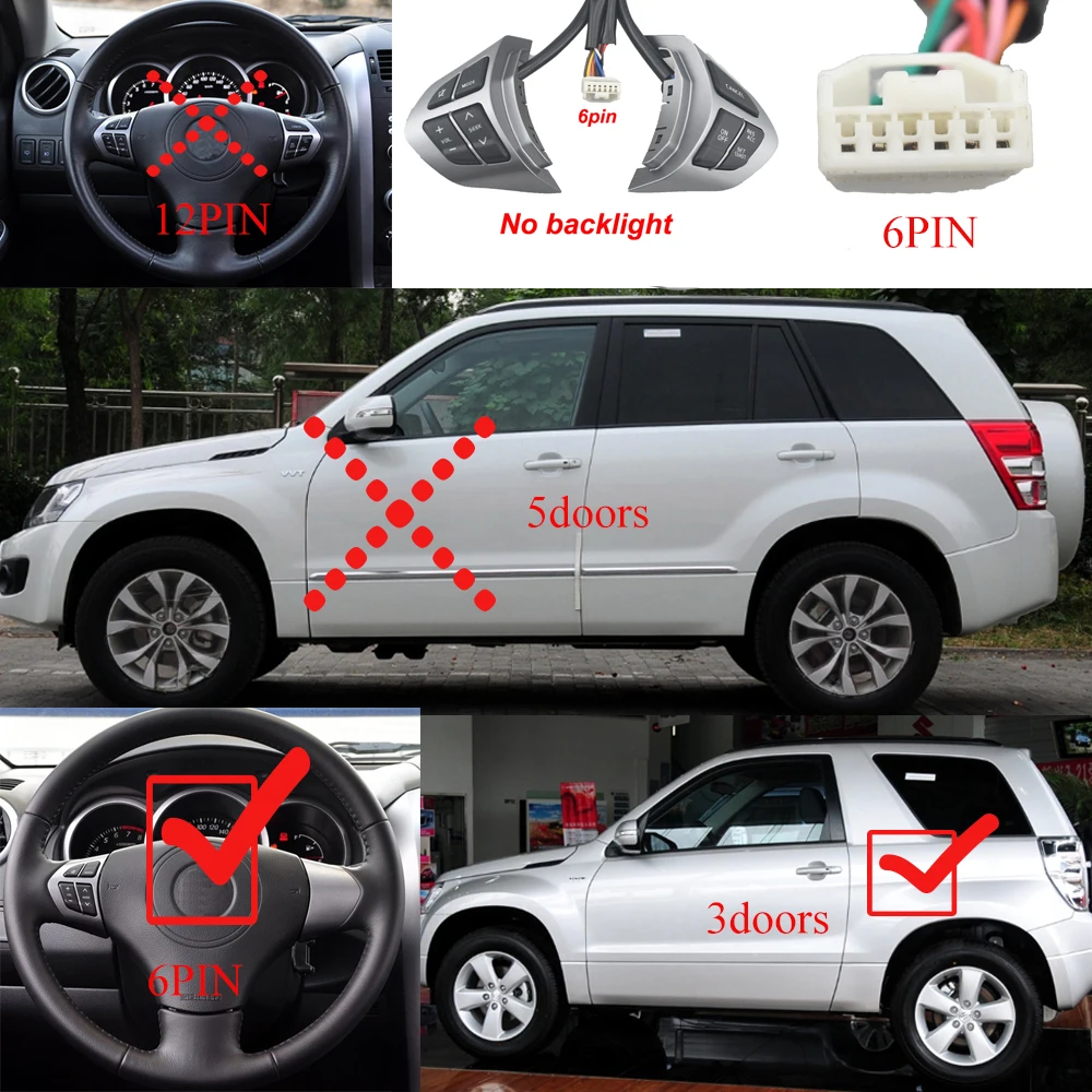 Cruise Control Button For Suzuki Grand Vitara 2006 2007 1.6 MT 3-door edition Control Audio Volume Switches