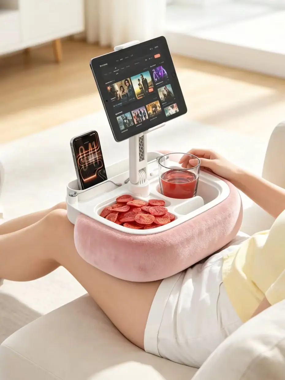 Stojak na tablet w kształcie poduszki na Halloween z tacy do przechowywania, obrotowy o 360 stopni, marki Vyvylabs. °   Obracany uchwyt na telefon do tabletu Kindle o przekątnej ekranu 4,7-13" – idealny na łóżko, sofę, biurko, doskonały pom — zdjęcie produktu 7