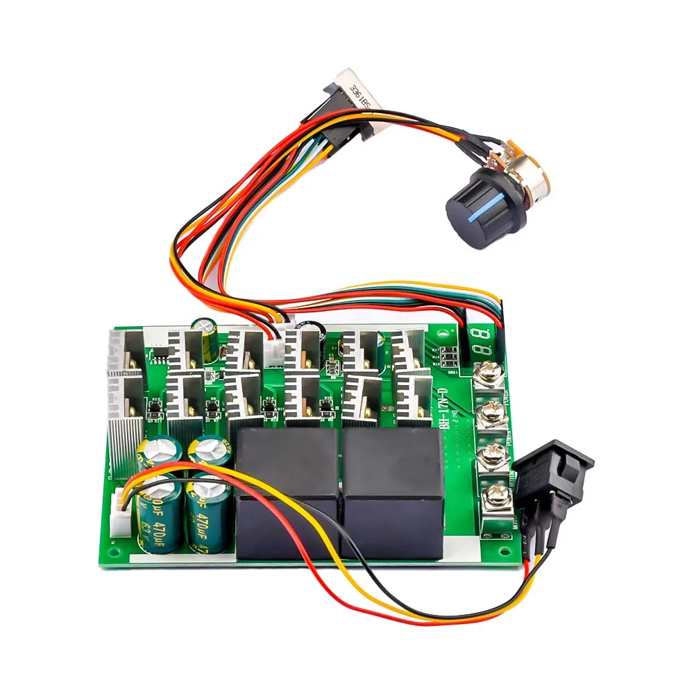 DC10-55V 60A DC brush motor motor speed control switch 2-way reverse switch digital display indicating PWM speed control module