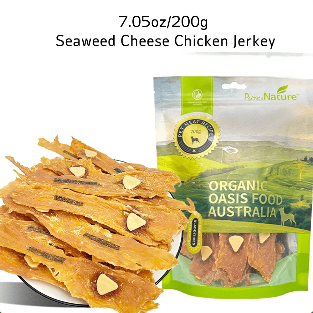 7.05oz/200g Seaweed Cheese Chicken Jerkey, All Natural Ingredients, Natural Dog Treats, Healthy, Easily Digestible