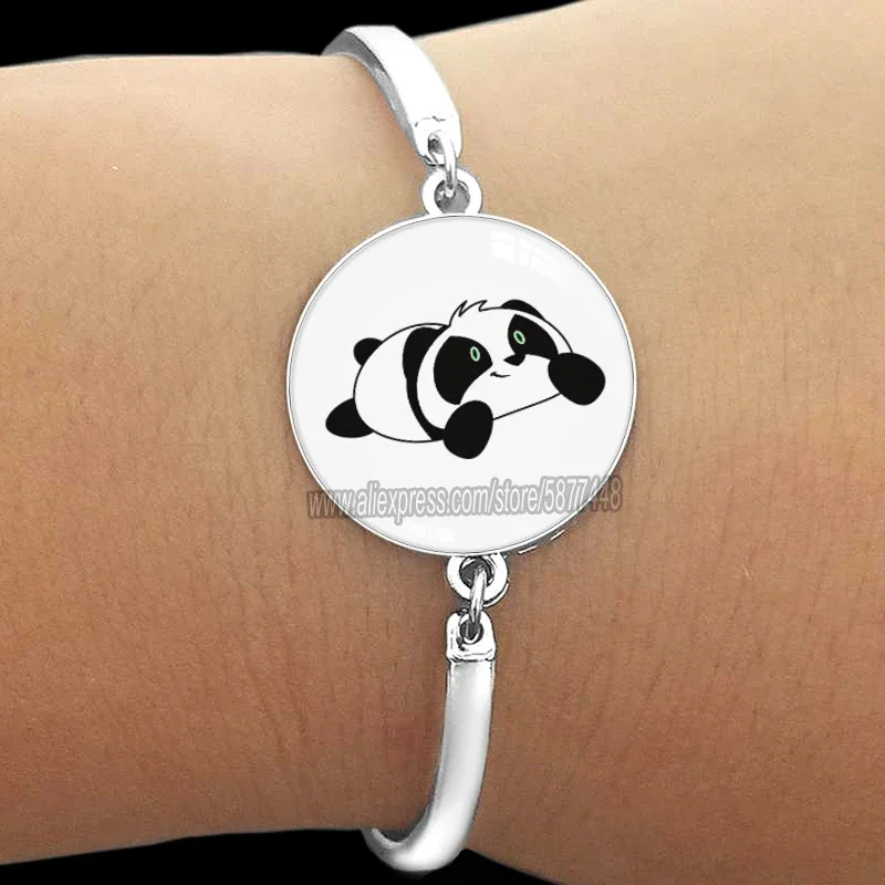 NUOVO braccialetto di vetro con stampa panda peloso carino di moda per gioielli da donna in lega adorabile braccialetto animale regalo per fidanzata