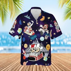 Disney Mickey And Friends Space Mountain Vintage Hawaiian Shirt Retro Disneyland Astronaut Hawaiian Set Disney Button Down Shirt