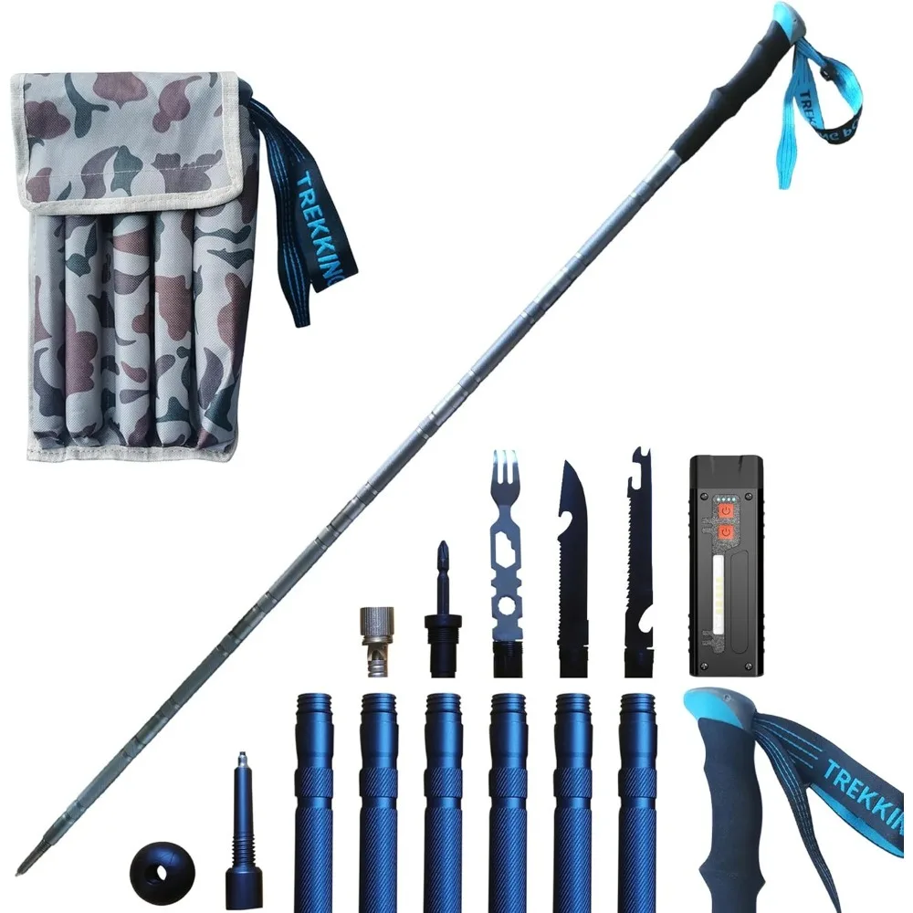 

Versatile Trekking Pole with Accessories - Ideal for Hiking with Excellent Foam Grip Lightweight, Durable Tungsten Carbon Tip